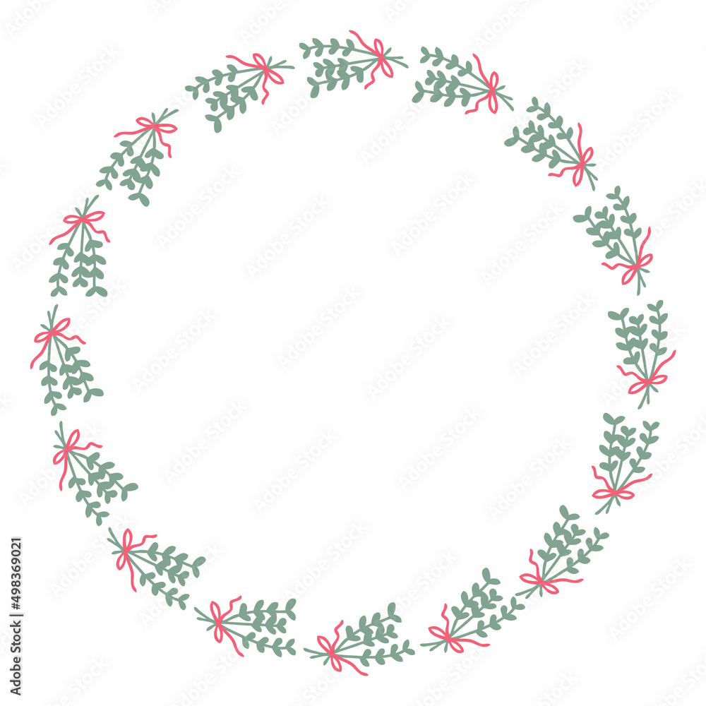 Bouquet of branches with ribbon frame isolated on white background. Perfect for party invitations, greeting cards and print. Floral vector illustration for decor and design. Bouquet of branches with ribbon frame isolated on white background. Perfect for party invitations, greeting cards and print. Floral vector illustration for decor and design.