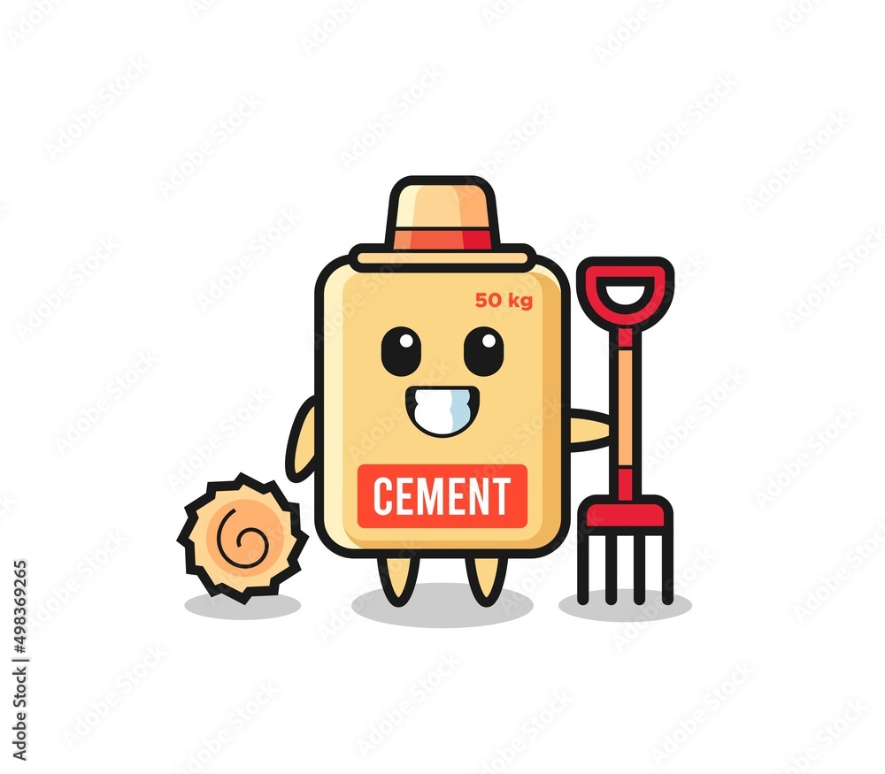 Mascot character of cement sack as a farmer Mascot character of cement sack as a farmer