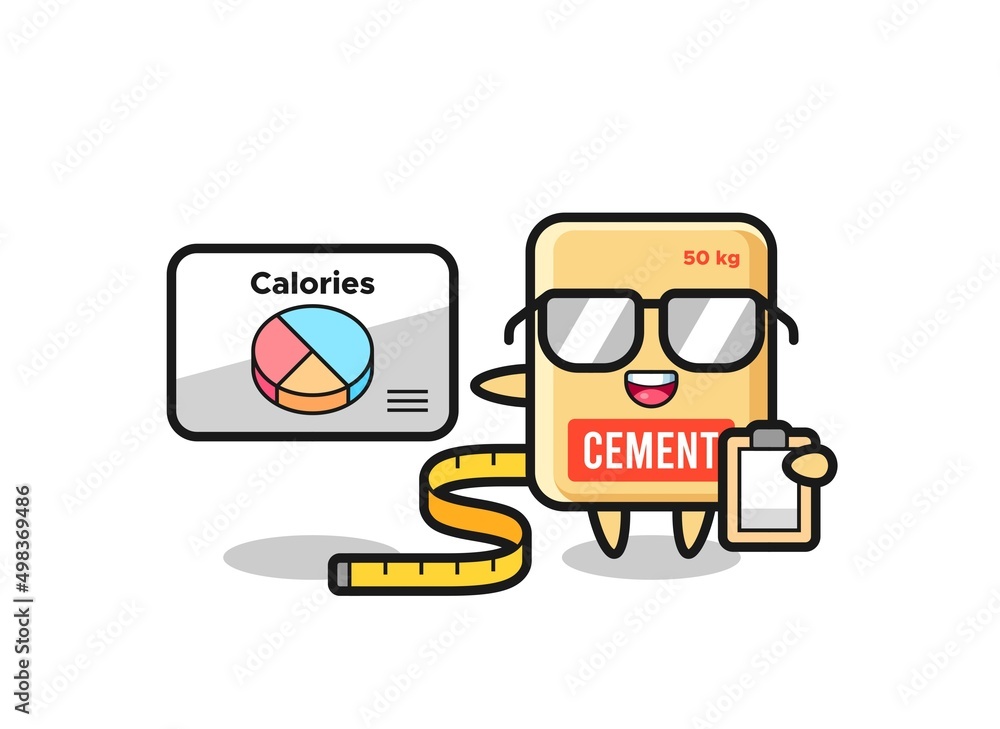 Illustration of cement sack mascot as a dietitian