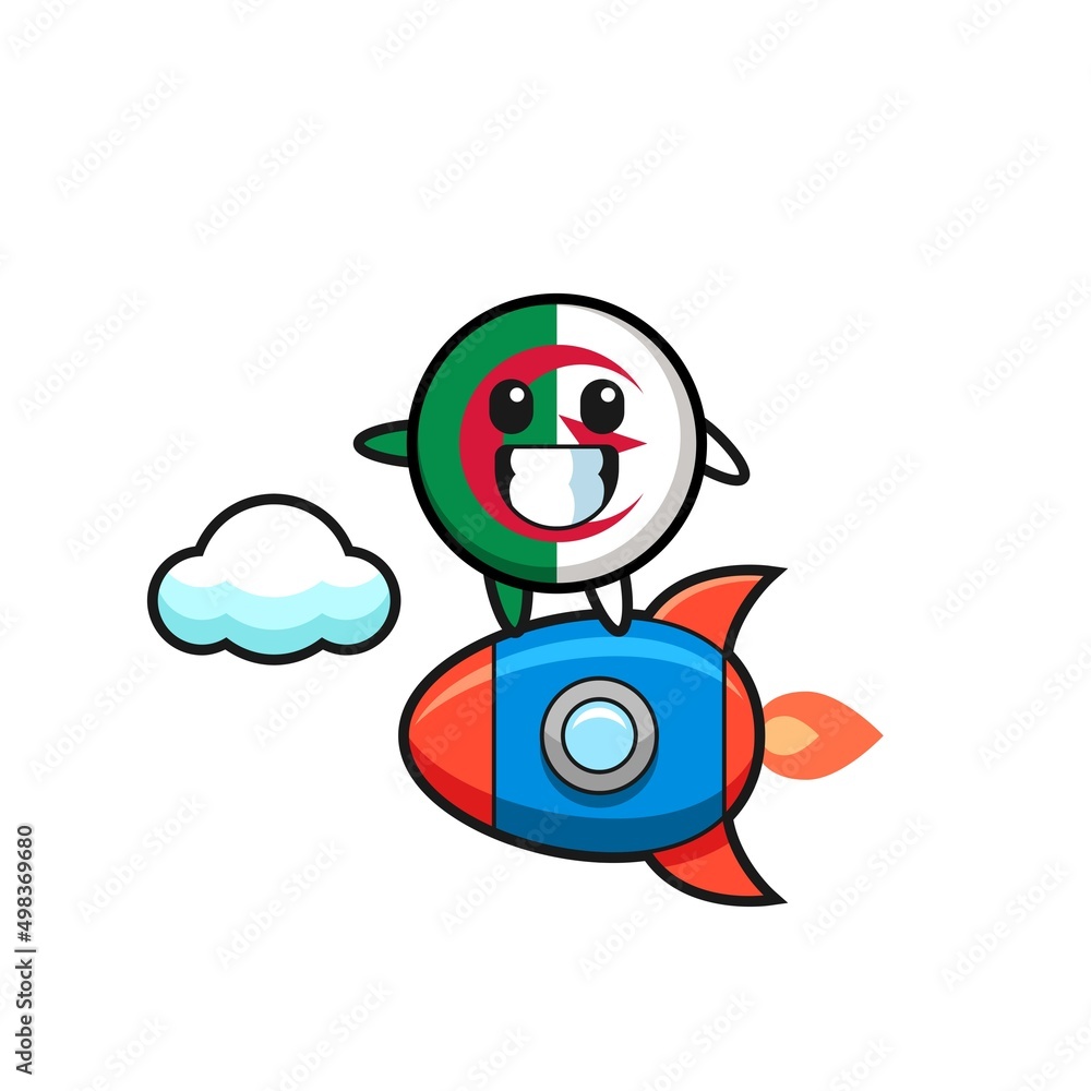 algeria flag mascot character riding a rocket algeria flag mascot character riding a rocket