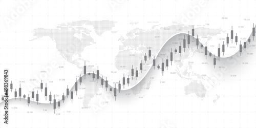 Financial chart background with uptrend line graph. Business candle stick graph chart of stock market investment trading. Vector illustration