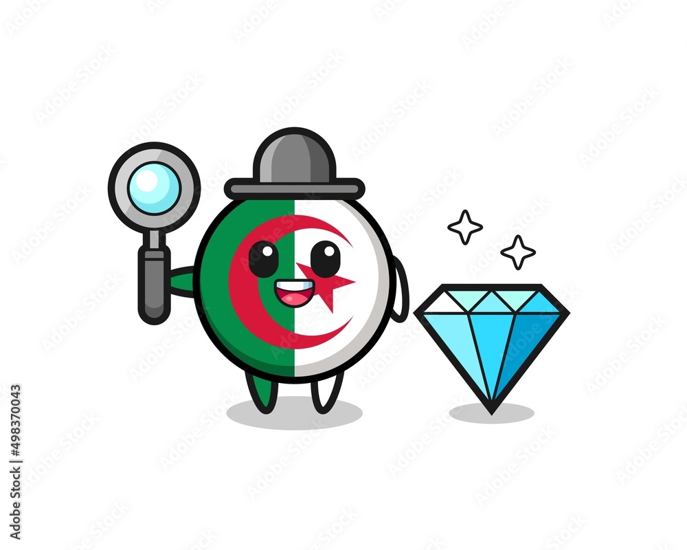 Fototapeta premium Illustration of algeria flag character with a diamond