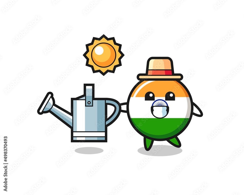 Cartoon character of india holding watering can