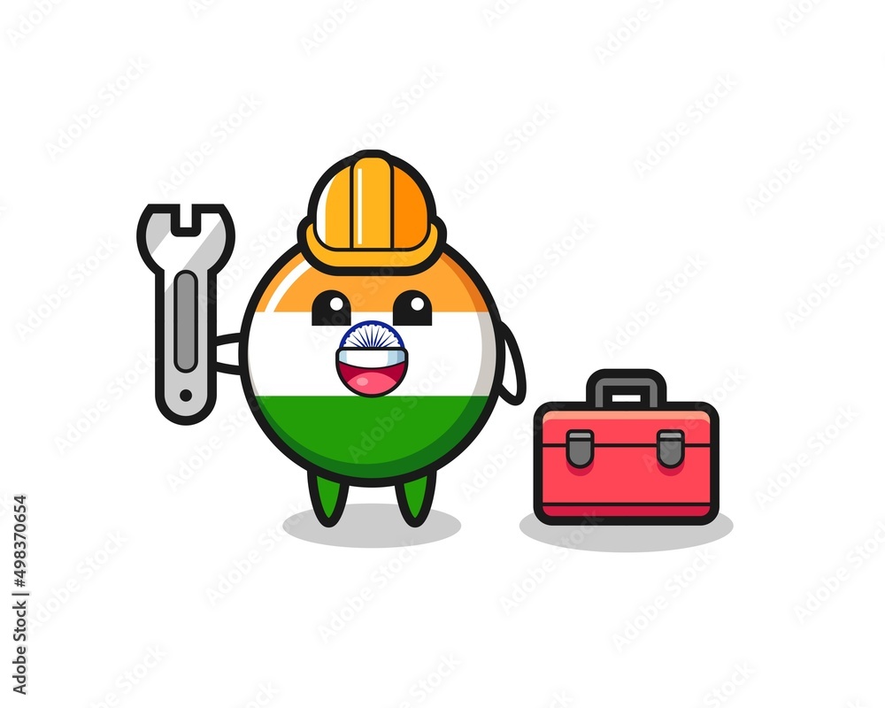 Mascot cartoon of india as a mechanic Mascot cartoon of india as a mechanic