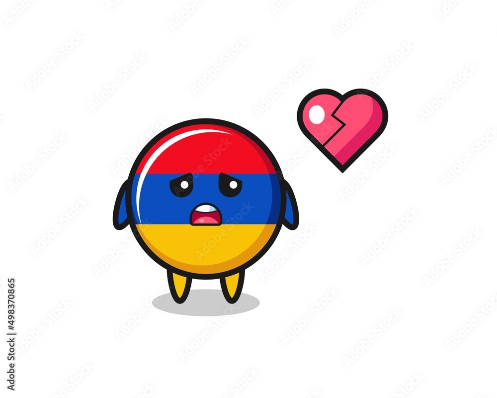 Fototapeta premium armenia flag cartoon illustration is broken heart