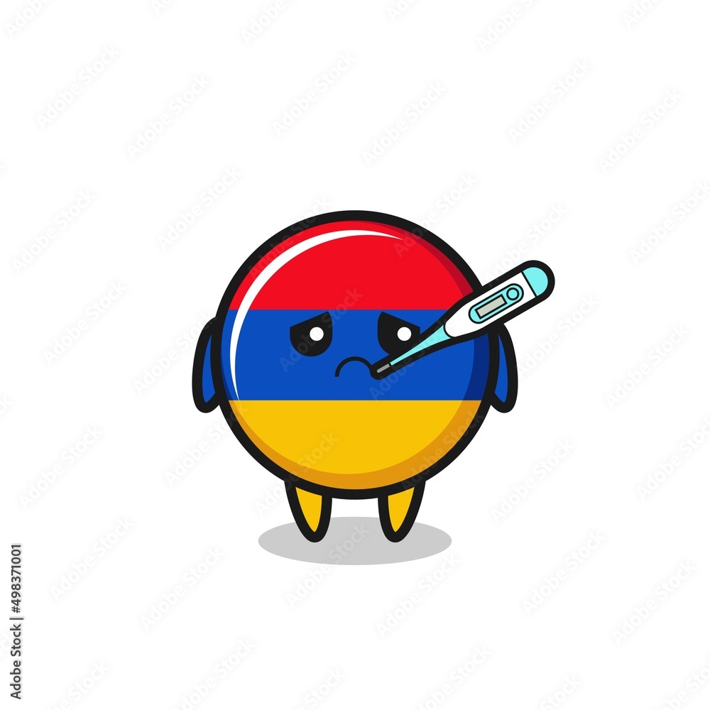 armenia flag mascot character with fever condition armenia flag mascot character with fever condition