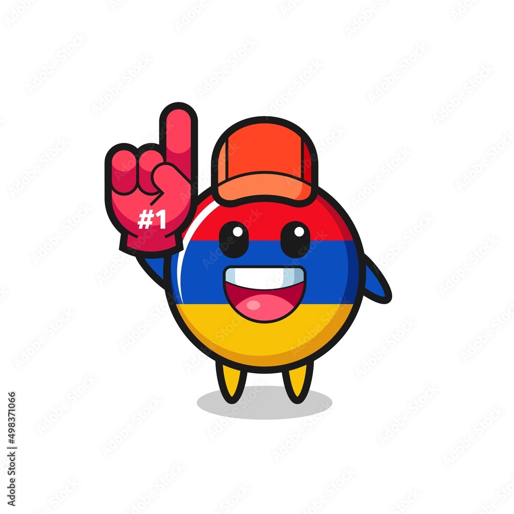 armenia flag illustration cartoon with number 1 fans glove