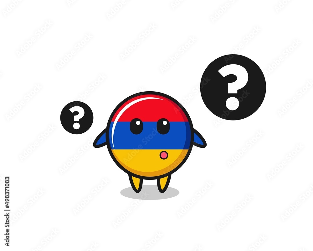 Obraz premium Cartoon Illustration of armenia flag with the question mark
