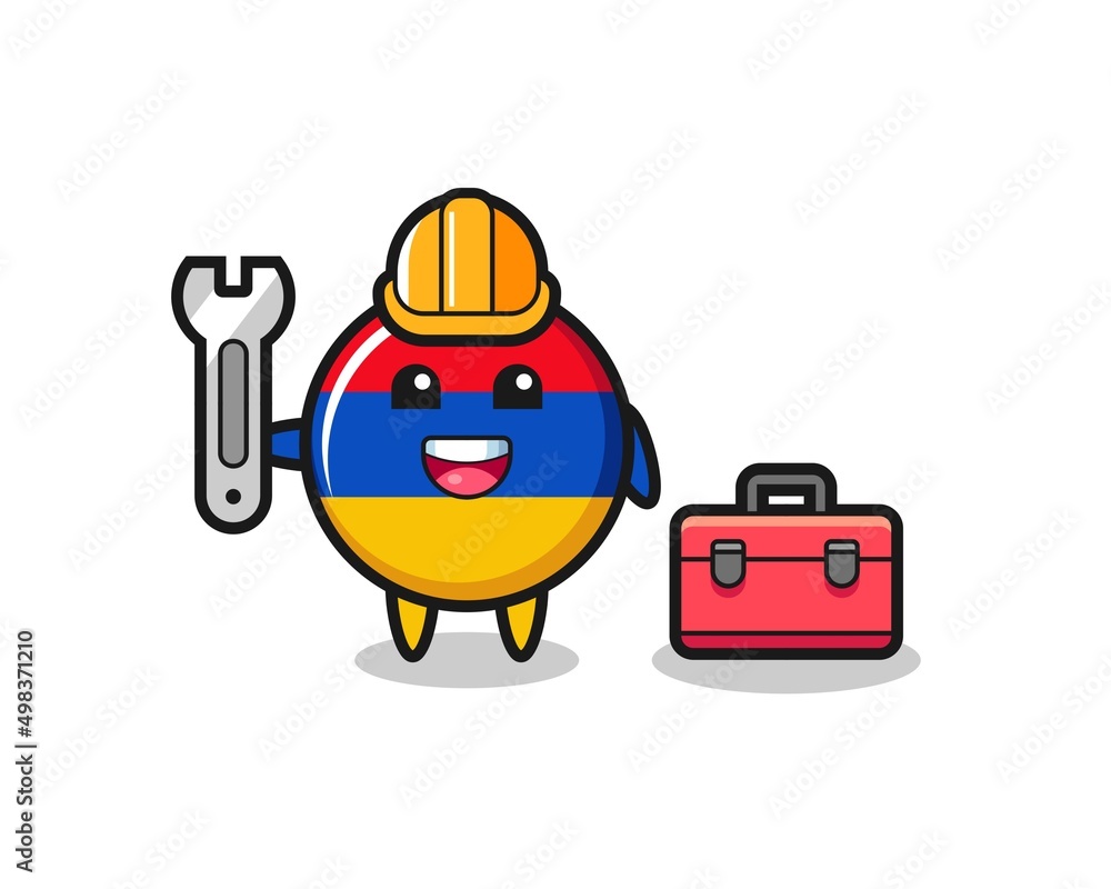 Mascot cartoon of armenia flag as a mechanic