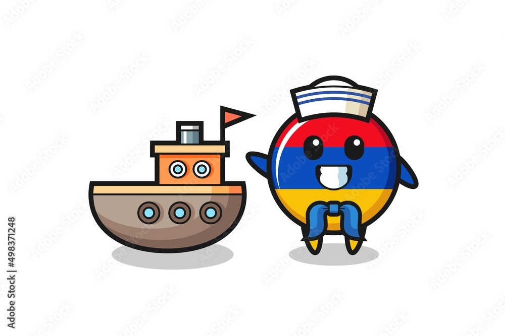 Character mascot of armenia flag as a sailor man Character mascot of armenia flag as a sailor man