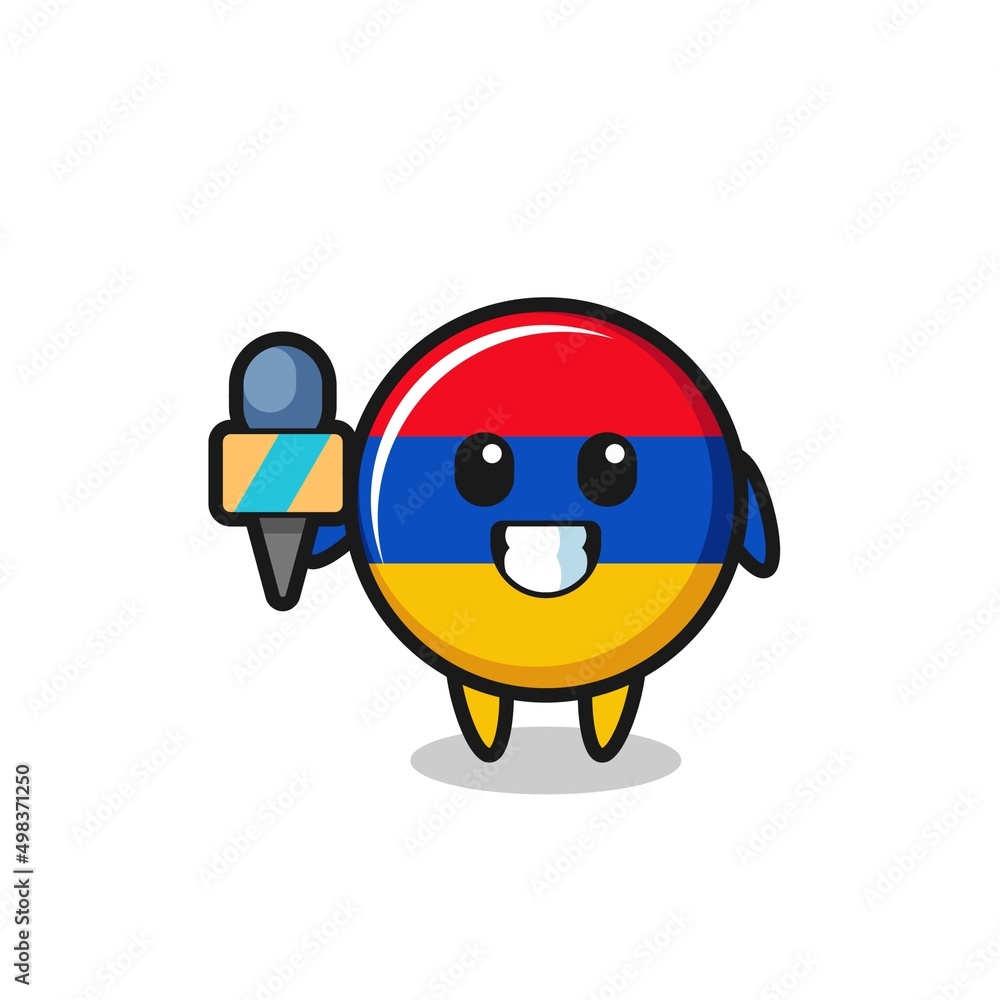 Character mascot of armenia flag as a news reporter Character mascot of armenia flag as a news reporter