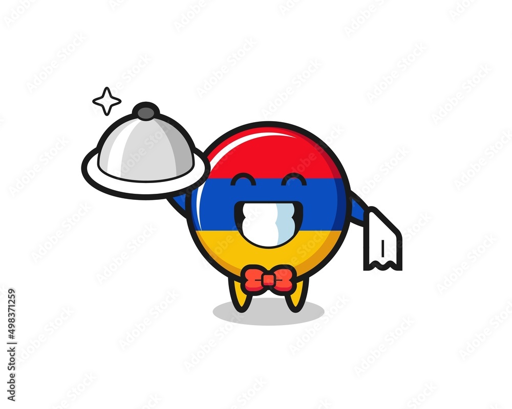 Character mascot of armenia flag as a waiters