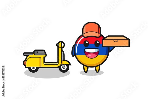 Character Illustration of armenia flag as a pizza deliveryman