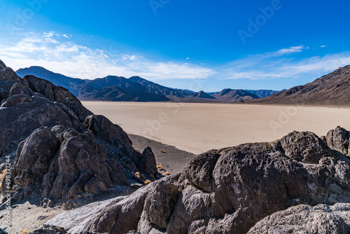Dry lake bed of the Racetrack Playa in Death Valley National Park, California