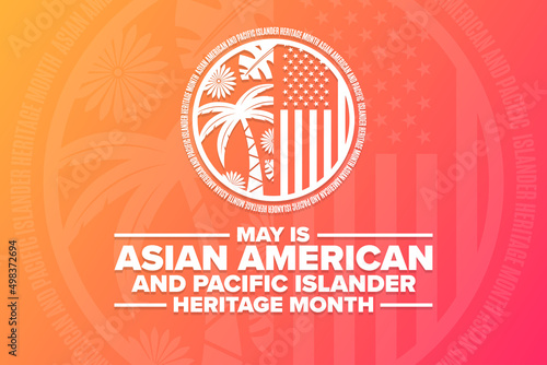 May is Asian American and Pacific Islander Heritage Month. Holiday concept. Template for background, banner, card, poster with text inscription. Vector EPS10 illustration.