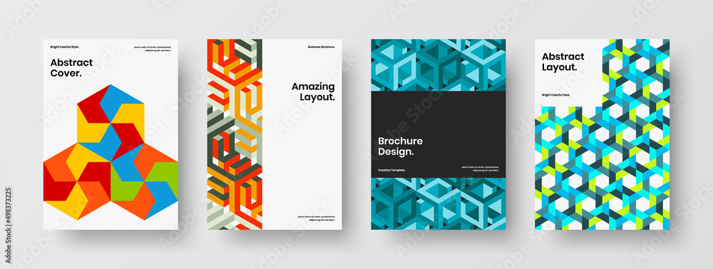 Creative flyer vector design concept bundle. Amazing geometric hexagons banner layout composition.