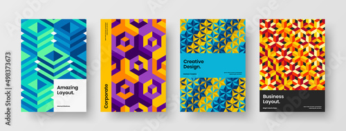Amazing banner A4 design vector layout bundle. Original geometric hexagons catalog cover template collection.