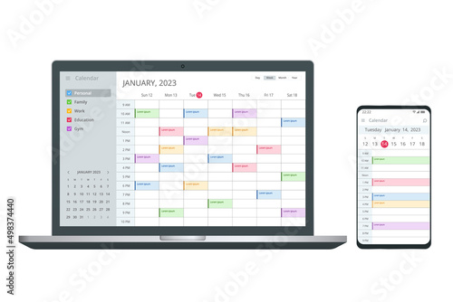 Calendar Planner Organization Management. Digital Electronic Calendar Event Appointment On Screen photo