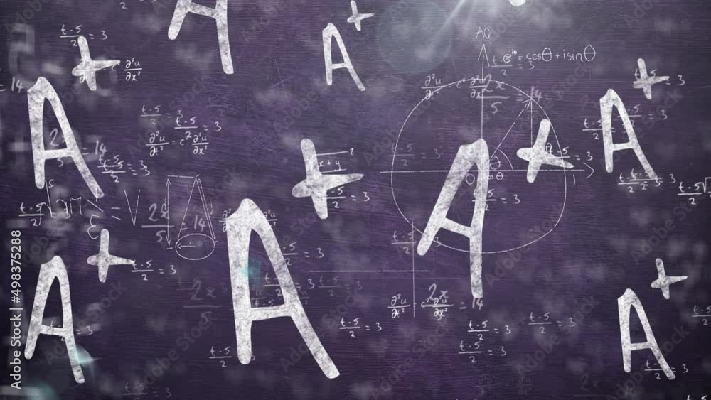 Animation of moving mathematical formulas over blackboard Animation of moving mathematical formulas over blackboard