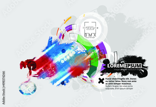 BMX rider on the abstract background, sport vector