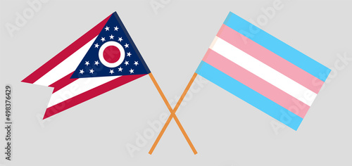 Crossed flags of the State of Ohio and Transgender Pride. Official colors. Correct proportion