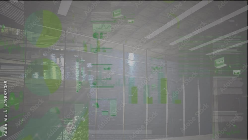 Animation of financial data processing over pool Animation of financial data processing over pool