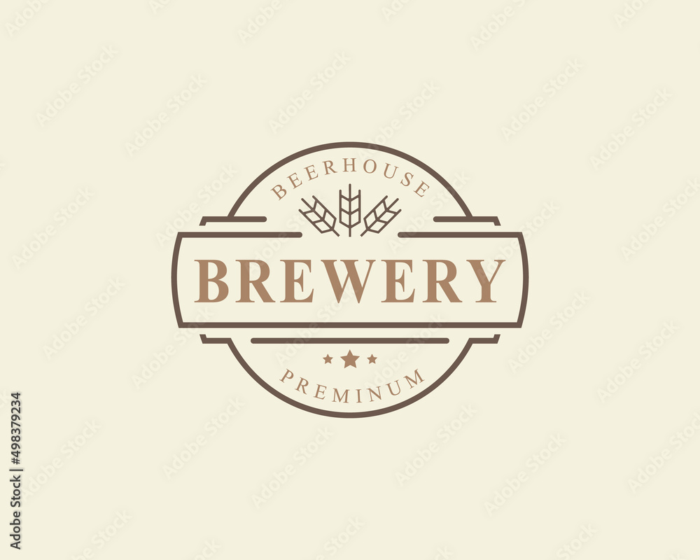 Fototapeta premium Vintage Retro Badge Beer Label Design Elements Vector Illustration