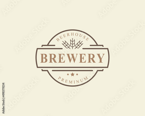 Vintage Retro Badge Beer Label Design Elements Vector Illustration