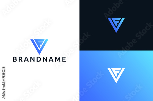 VF letter logo in triangle