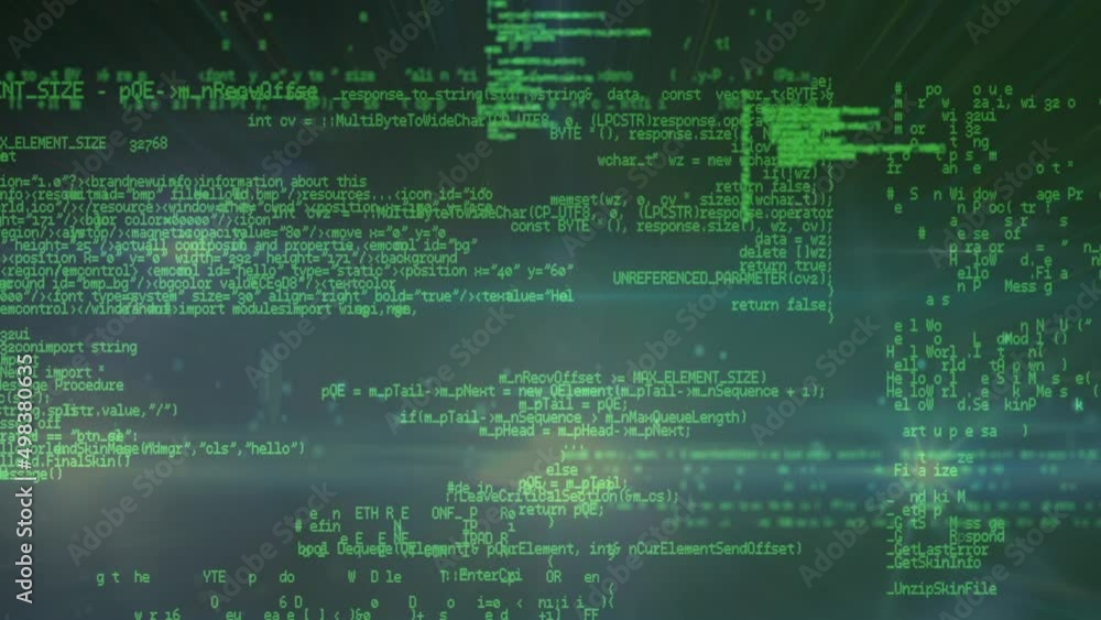 Animation of data processing and binary coding on green background Animation of data processing and binary coding on green background