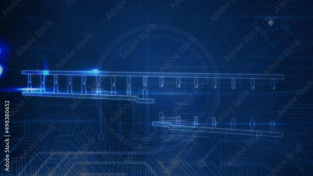 Animation of data processing and dna strand on blue background Animation of data processing and dna strand on blue background