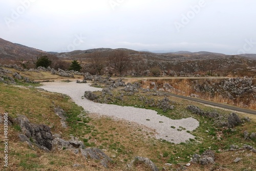 Akiyoshidai Karst Topography in Mine City in Yamaguchi Prefecture in Japan 日本の山口県美祢市のカルスト地形秋吉台 photo