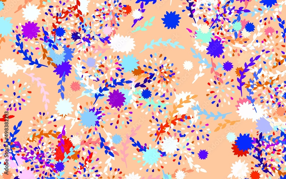 Light Blue, Yellow vector doodle backdrop with flowers