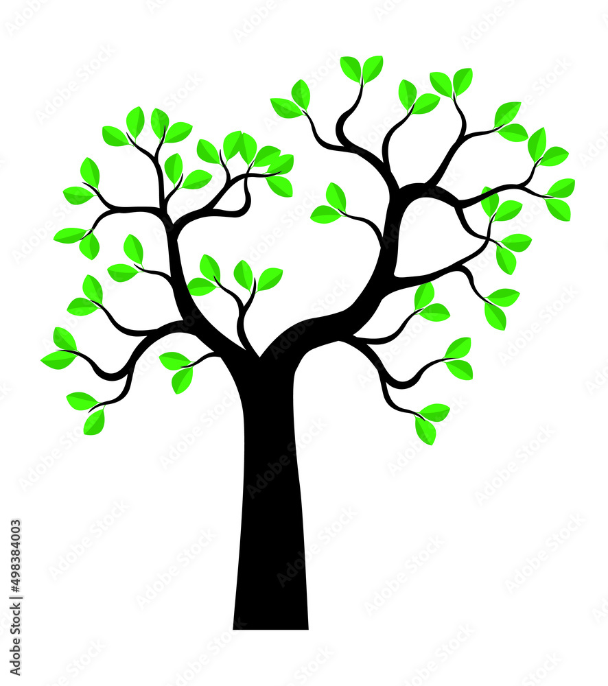 Green Tree. Vector outline Illustration.