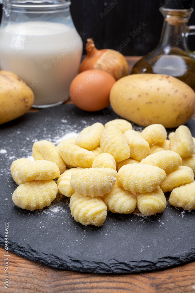 Italian cuisine, homemade gnocchi di patata made from potatoes Italian cuisine, homemade gnocchi di patata made from potatoes
