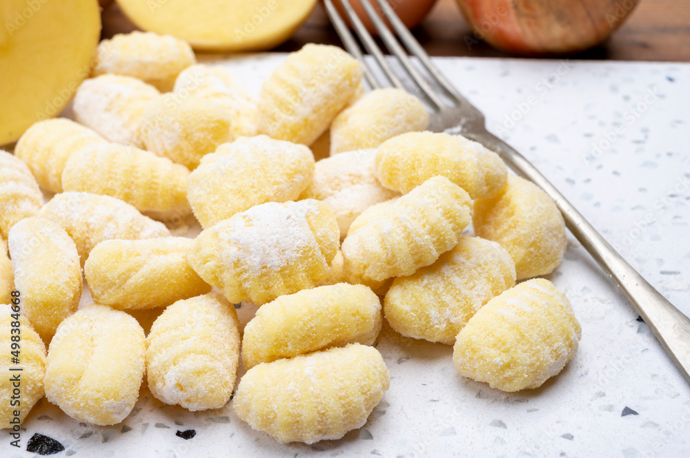 Fototapeta premium Italian cuisine, homemade gnocchi di patata made from potatoes
