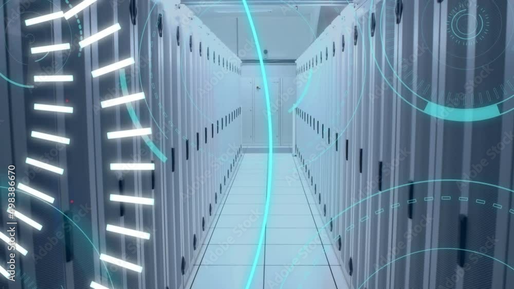 Animation of 5g text and scope scanning over computer servers Animation of 5g text and scope scanning over computer servers