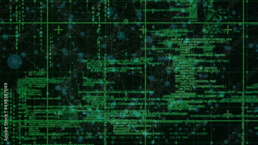 Animation of network of connections and diverse data processing in digital space Animation of network of connections and diverse data processing in digital space