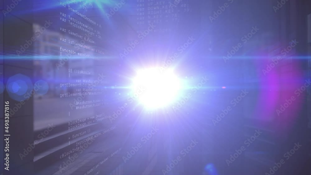 Animation of digital data processing over blue background Animation of digital data processing over blue background