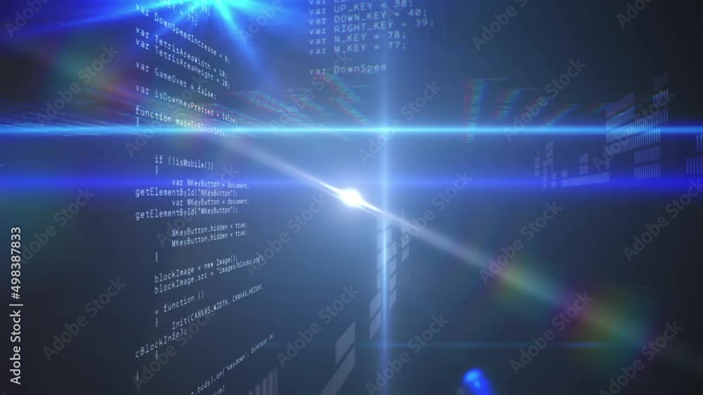 Animation of digital data processing over blue background Animation of digital data processing over blue background