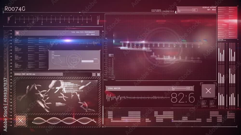 Animation of data processing over screen on black background Animation of data processing over screen on black background