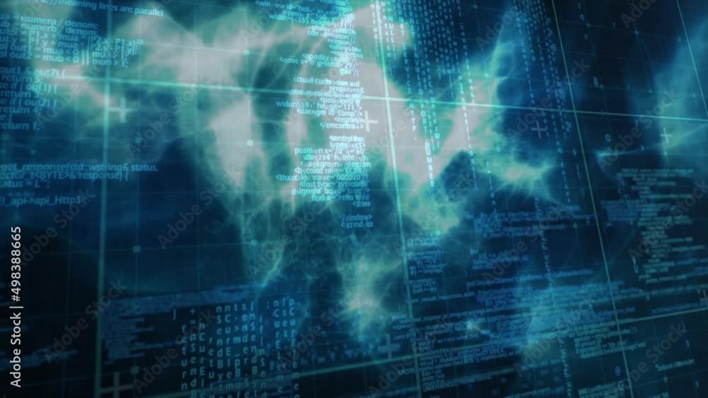 Animation of data processing in blue space Animation of data processing in blue space