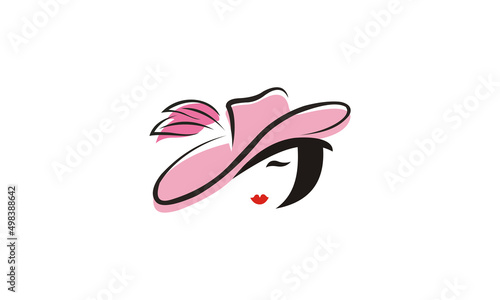 woman in fur hat vector logo design illustration icon
