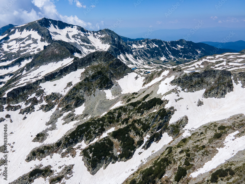 Obraz premium Aerial view of Pirin Mountain near Popovo lake, Bulgaria