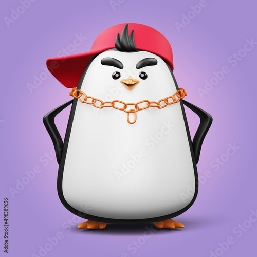 Cute penguin  cute animal  3d rendering illustration