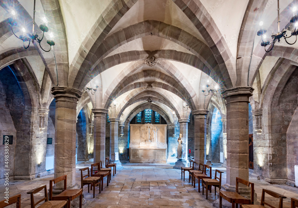 The Crypt of Hereford Cathedral interior,Herefordshire,England,United Kingdom.