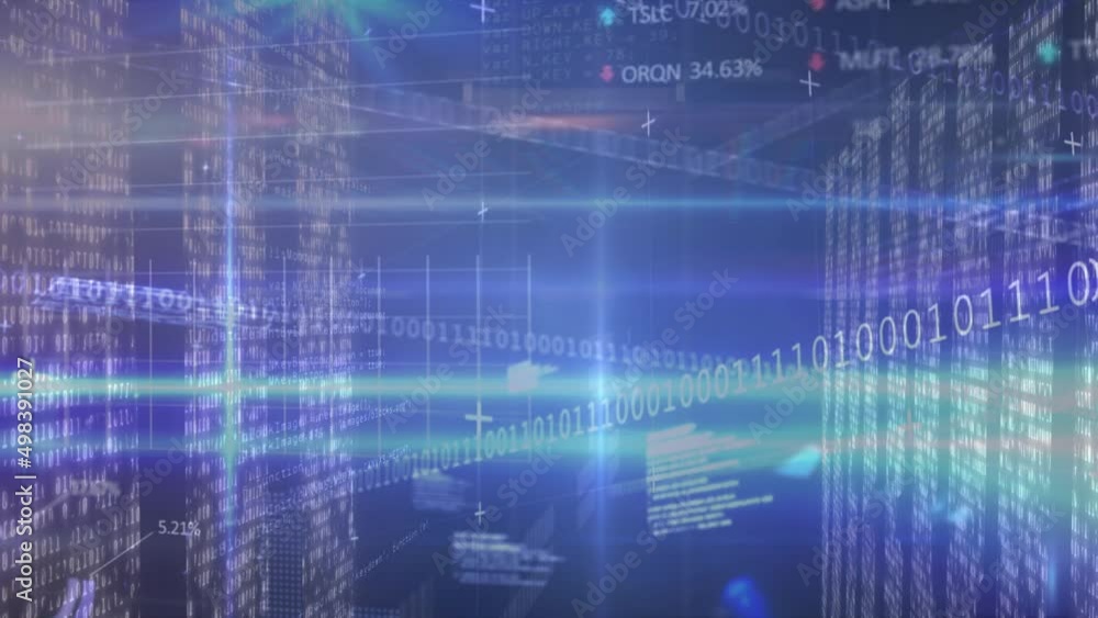 Animation of diverse financial data and graphs over digital space Animation of diverse financial data and graphs over digital space