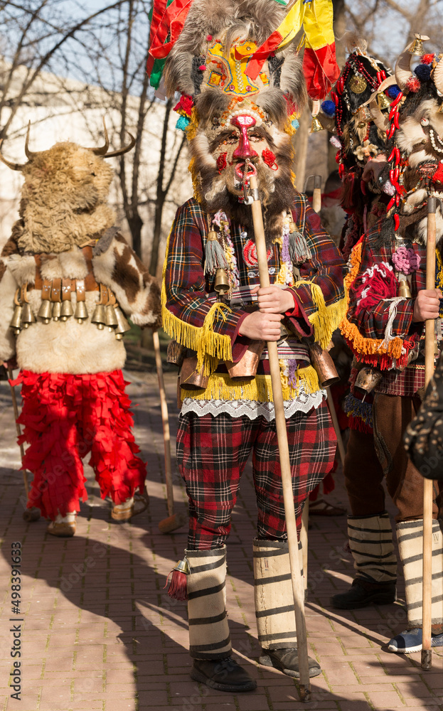 Carnival of mummers. Kuker is divinity personifying fecundity. Bulgarian carnival characters. Pagan rite dedicated to the arrival of spring.