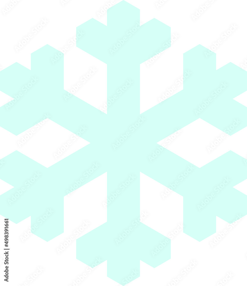 Fototapeta premium Illustration of a snowflake in soft blue.