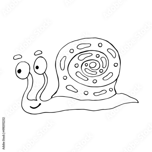 Funny snails. Vector illustration. Comics. Coloring for children and adults. Cartoon.